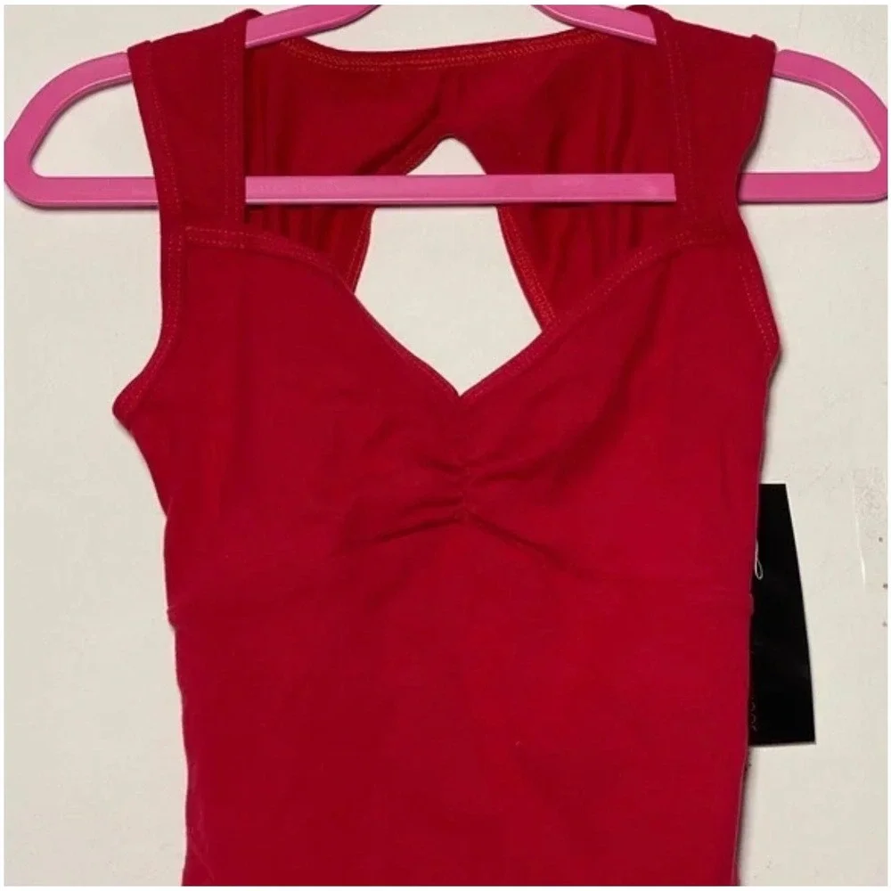 CL Theatricals Red Black Cross Back Tank Leotard Youth LC New